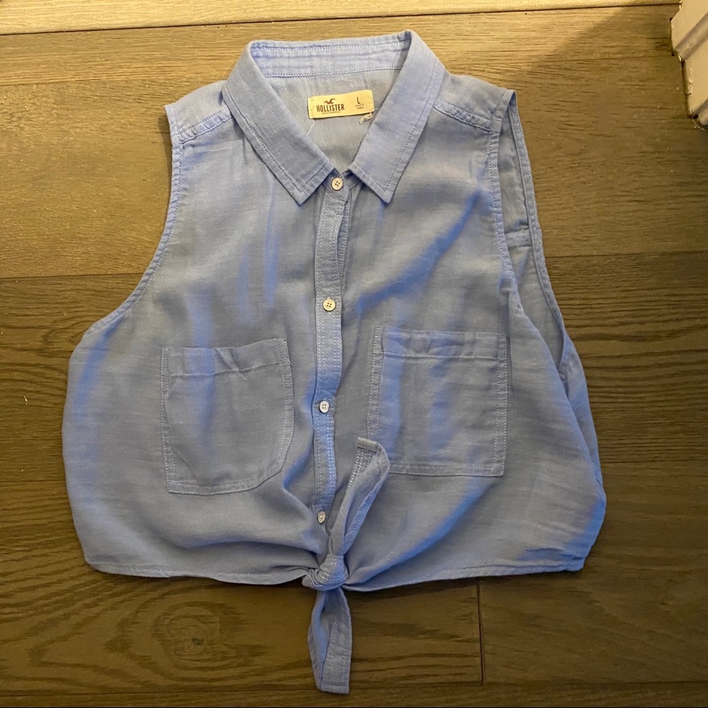 Blue Button down crop top